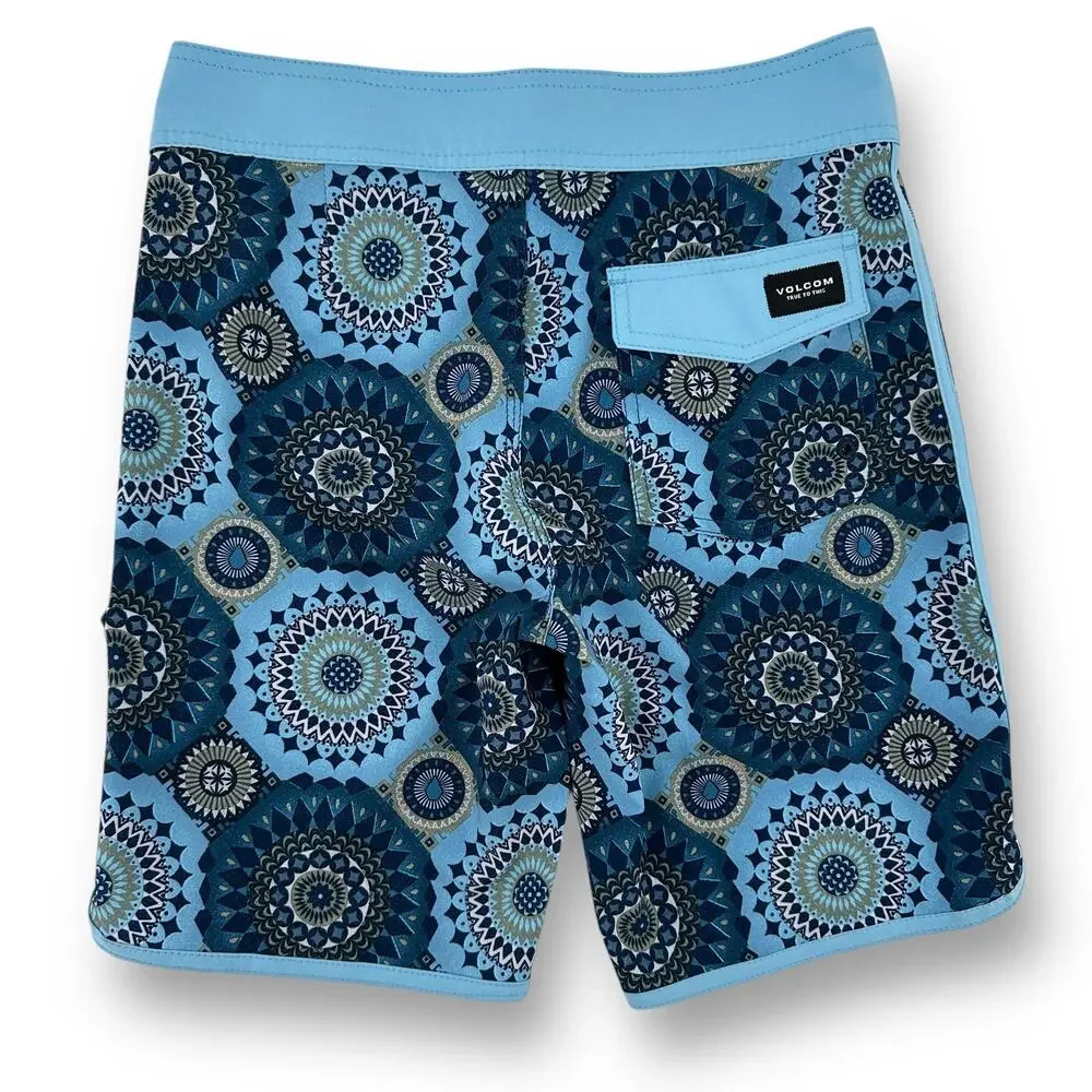 Volcom Mod Barnacle Medallion Scallop Print Board Shorts Boys Size 27 14 L